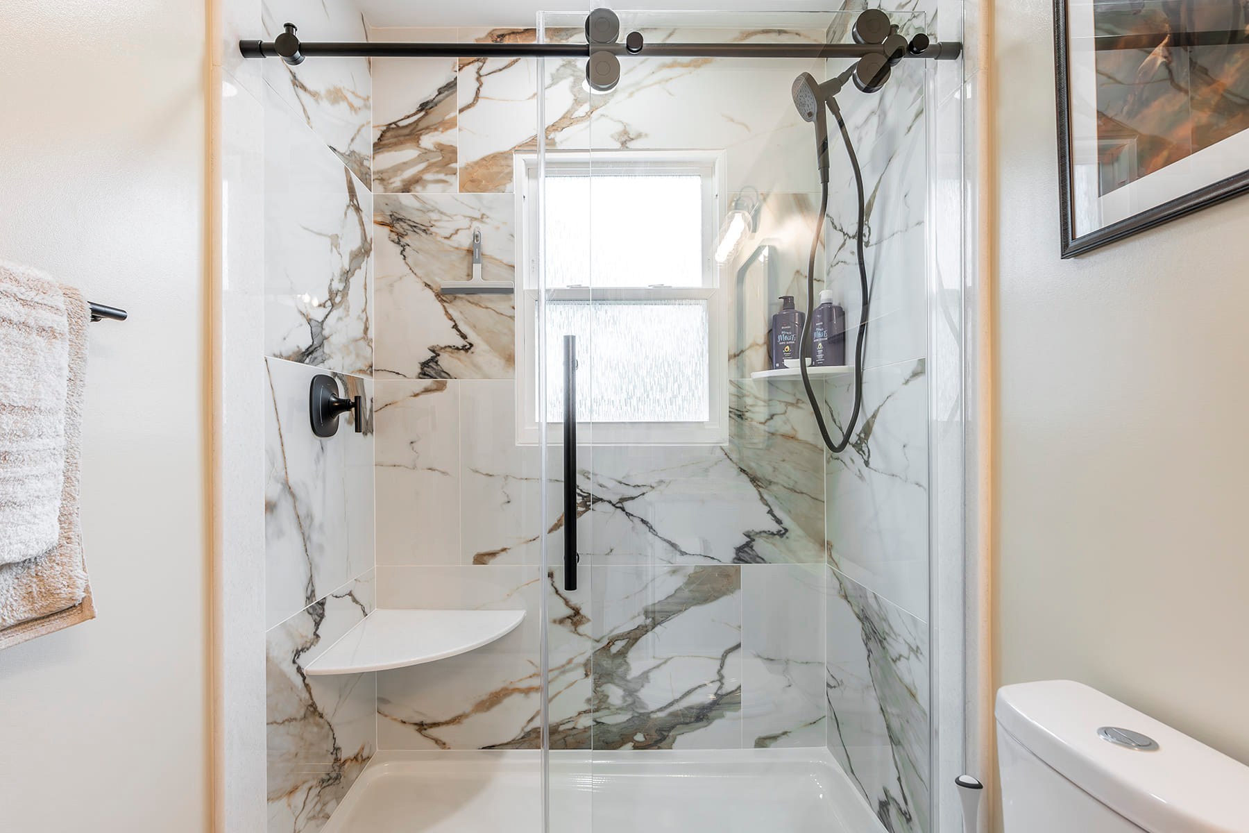 Luxurious Glass Shower Detail in bathroom renovation