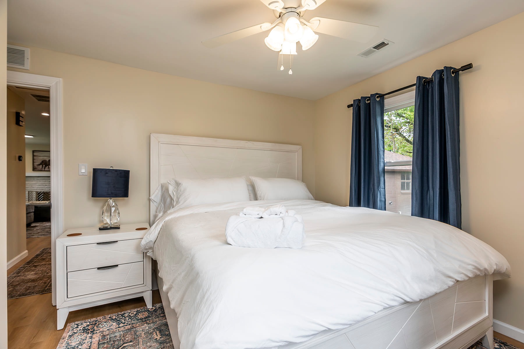 Serene Bedroom renovation with White Bedding